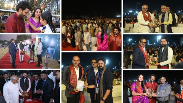 Gujarat CM Bhupendrabhai Patel, Ministers Kanubhai Desai & Jitubhai Vaghani, and Ashutosh Gowariker Grace Namotsav at Sanskardham