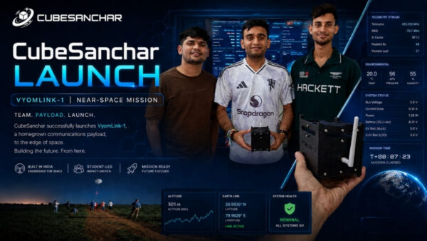 CubeSanchar’s VyomLink- 1 Reaches Near Space, Demonstrates Low-Cost Data Relay from 10km, sustains communications beyond 32.8km Altitude
